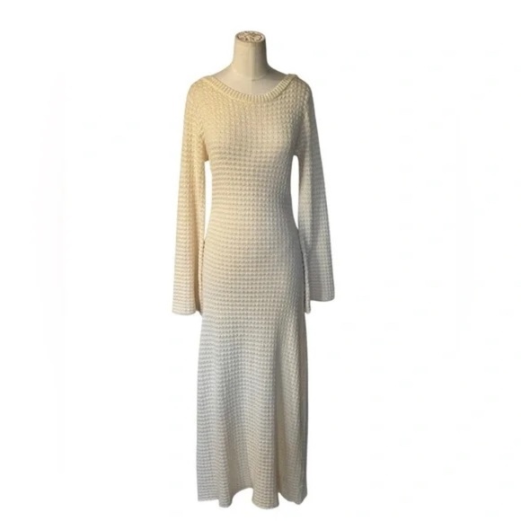 Lilyful Crotchet Maxi Long Sleeve Boho Open Back beachy Dress Cotton - Picture 8 of 8